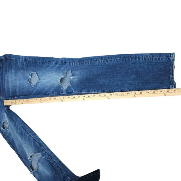 American Eagle Next Level Flex Slim Straight Jeans Mens 32 x 33 Distressed Denim - Picture 5 of 15